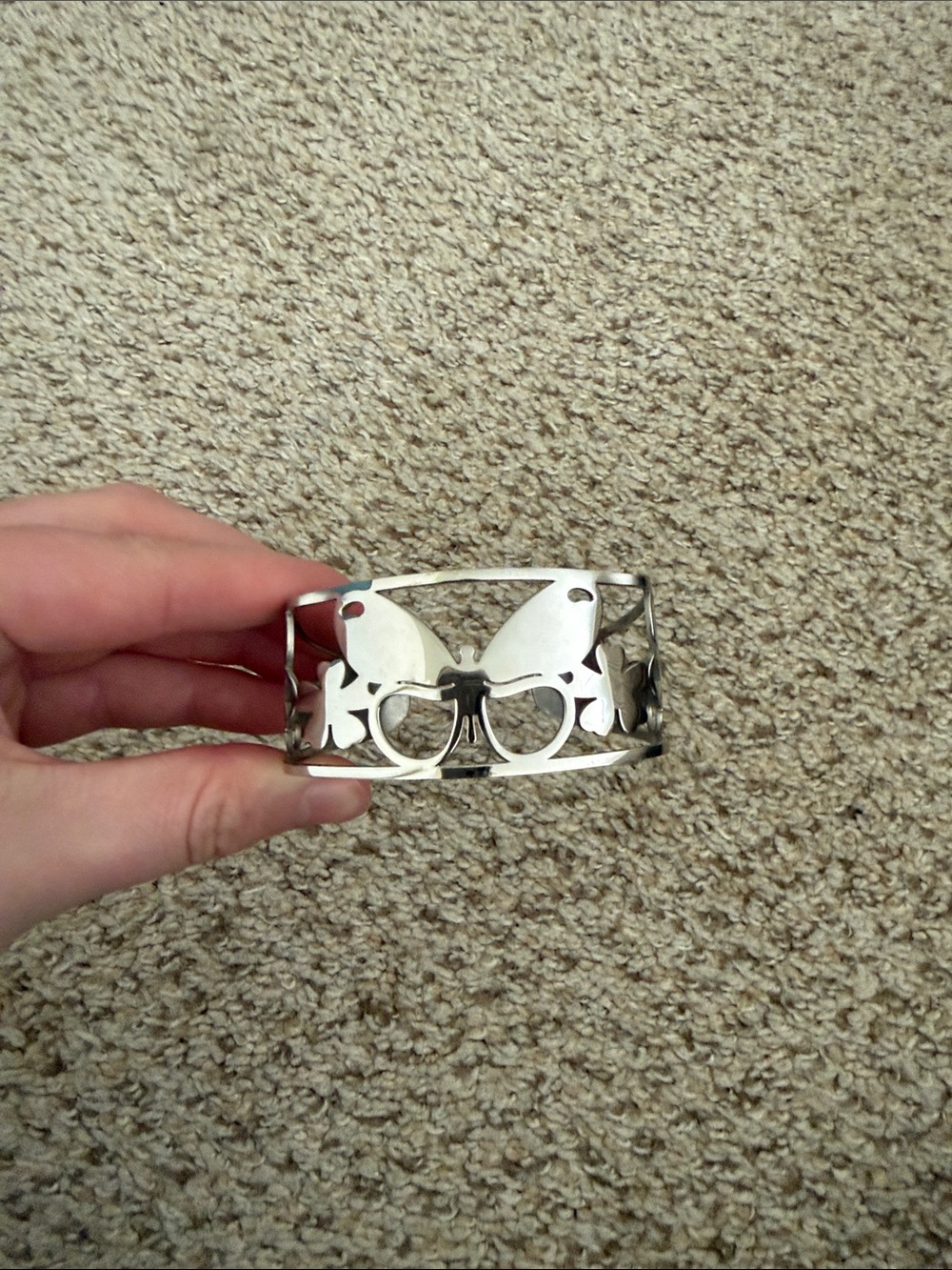 Silver Butterfly Cutout Cuff Bracelet - Women's Accessory